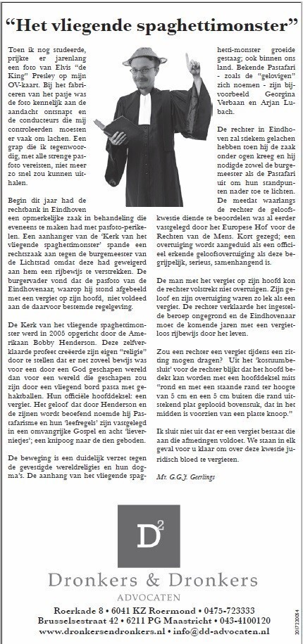 Column - Het vliegende spaghettimonster