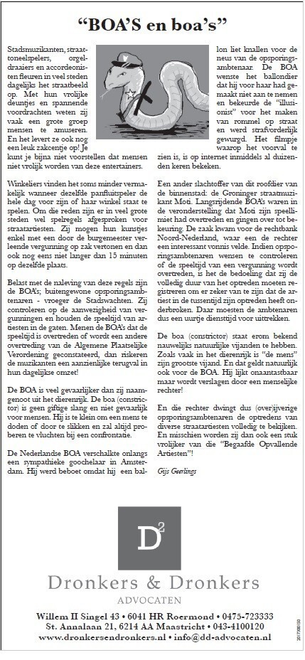 Column - BOA's en boa's
