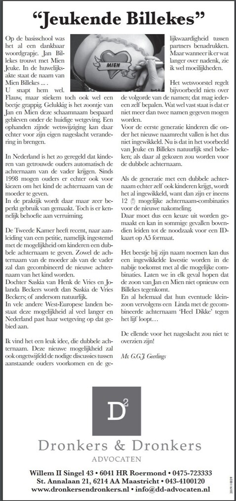 Column - Jeukende Billekes