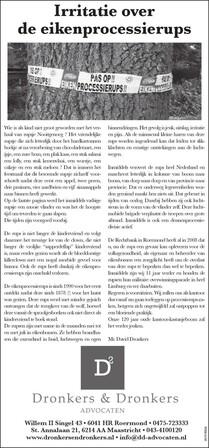 Column - "Irritatie over de eikenprocessierups"